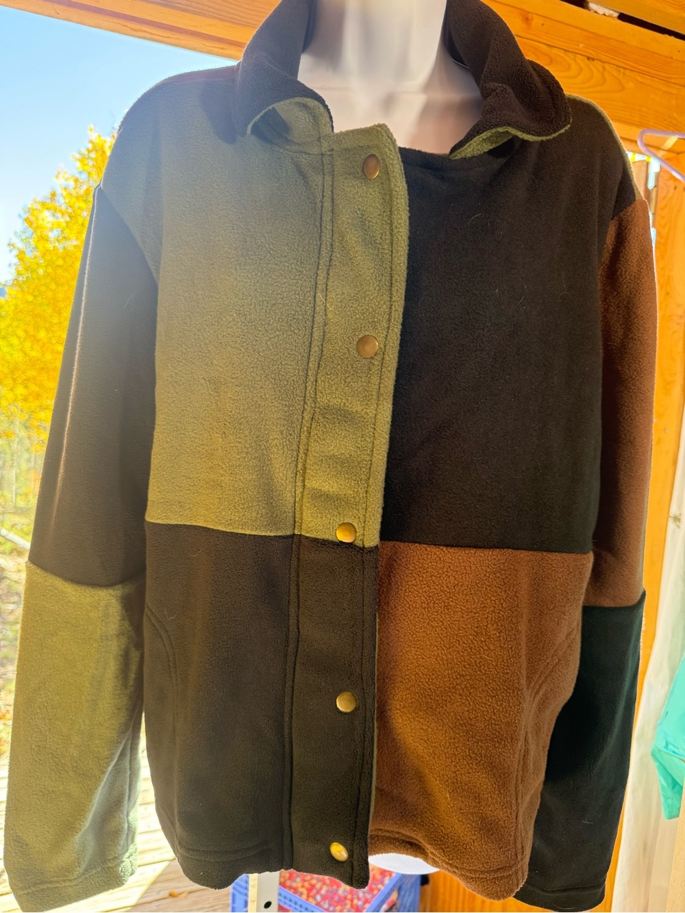 Avatar Nepal Colorblock Fleece Jacket Snap Front Boho Artisan NWT